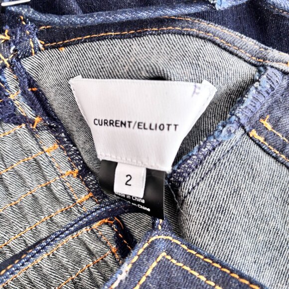 Current Elliott The Jacqueline Two-Toned Paneled Denim Midi Dress - Picture 11 of 11